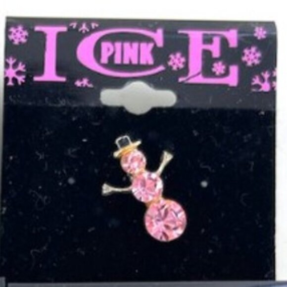 Pink Ice Crystal Snowman Pin - Picture 1 of 2